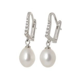 Dámské stříbrné naušnice s perlou STANU0890F