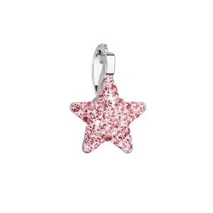 Stříbrný přívěsek s Preciosa krystaly růžová hvězdička 34260.3 lt.rose