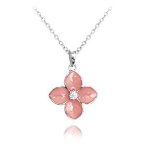 Dámský stříbrný náhrdelník s růžovou kytkou JMAS5014PN45