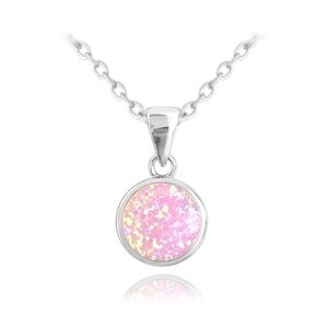 Stříbrný náhrdelník s růžovým opálem  JMAS0131PN45