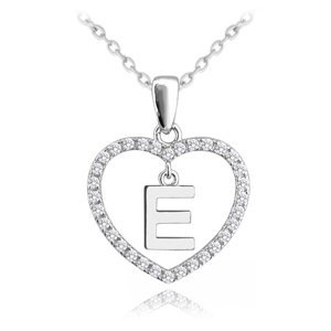 Stříbrný náhrdelník se srdíčkem a písmenem E JMAS900ESN45