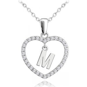 Stříbrný náhrdelník se srdíčkem a písmenem M JMAS900MSN45
