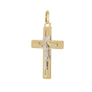 Přívěšek ze žlutého zlata kříž s Ježíšem ZZ0818F + dárek zdarma
