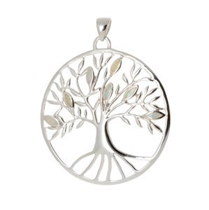 Stříbrný přívěšek strom života se světlými opály STRZ0791F + dárek zdarma