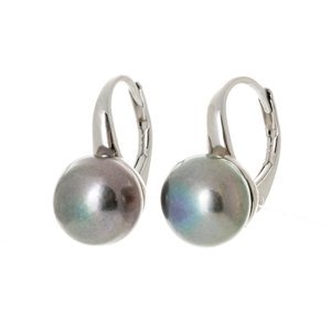 Stříbrné naušnice s tmavou perlou STNAU1098F
