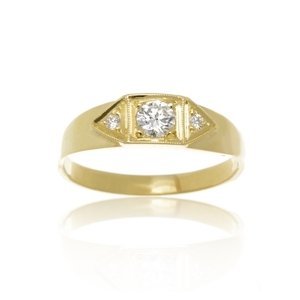 Dámský prsten ze žlutého zlata s diamanty BP0065 + DÁREK ZDARMA