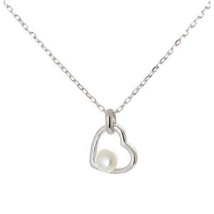 Stříbrný náhrdelník srdce se sladkovodní perlou STNAH0125F
