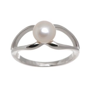 Stříbrný prsten s pravou perlou a čirým zirkonem SVLR0236SH8P1
