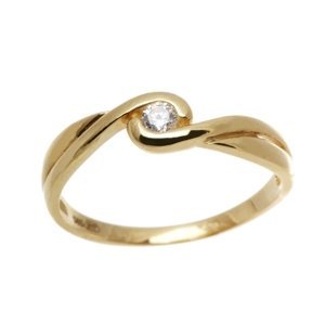 Prsten ze žlutého zlata s čirými zirkonem PR0278F + DÁREK ZDARMA