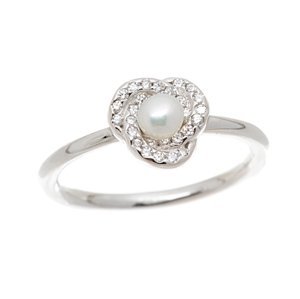 Dámský stříbrný prsten s perličkou a zirkony AGG152