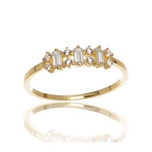 Zlatý prsten s čirými zirkony PR0301F + DÁREK ZDARMA