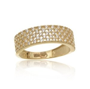 Luxusní zlatý prsten se zirkony PR0307F + DÁREK ZDARMA