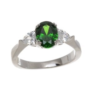 Dámský stříbrný prsten se zelenými zirkony STRP0324F