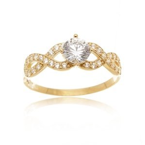 Dámský prsten ze žlutého zlata se zirkony PR0415F + DÁREK ZDARMA