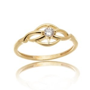 Zlatý prsten s čirým zirkonem PR0422F + DÁREK ZDARMA