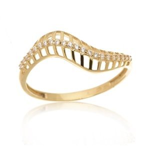 Dámský zlatý prsten s čirými zirkony PR0425F + DÁREK ZDARMA