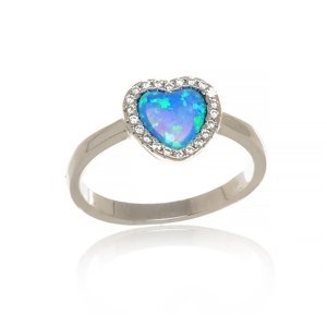 Dámský stříbrný opálový prsten srdce 66718F