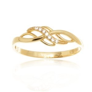 Dámský prsten ze žlutého zlata se zirkony PR0444F + DÁREK ZDARMA