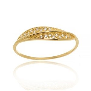 Dámský prsten ze žlutého zlata s čirými zirkony PR0468F + DÁREK ZDARMA