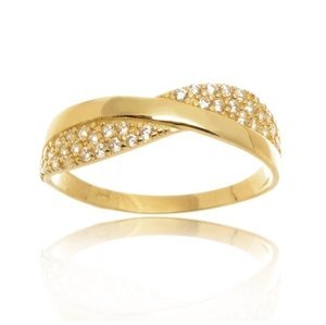 Dámský prsten ze žlutého zlata s čirými zirkony PR0469F + DÁREK ZDARMA