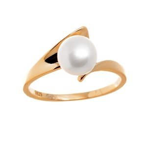 Stříbrný pozlacený prsten s perlou STRP0360F