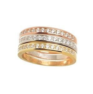 Stříbrný prsten ze tří prstenů třech barev se zirkony STRP0367F