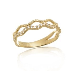 Dámský prsten ze žlutého zlata s čirými zirkony PR0476F + DÁREK ZDARMA