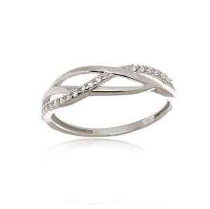 Dámský prsten z bílého zlata s čirými zirkony PR0489F + DÁREK ZDARMA