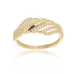 Dámský prsten ze žlutého zlata s čirými zirkony PR0505F + DÁREK ZDARMA