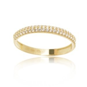 Dámský prsten ze žlutého zlata se zirkony PR0506F + DÁREK ZDARMA