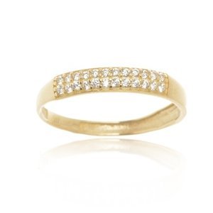 Dámský prsten ze žlutého zlata se zirkony PR0507F + DÁREK ZDARMA