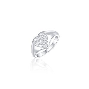 Dámský stříbrný prsten srdce s čirými zirkony STRP0433F