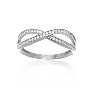 Dámský prsten z bílého zlata se zirkony PR0541F + DÁREK ZDARMA