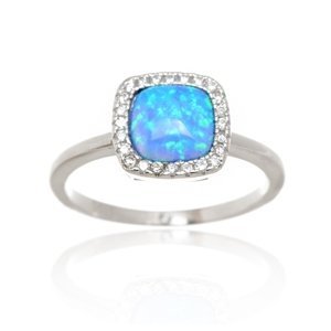 Dámský stříbrný prsten s modrým opálem STRP0441F