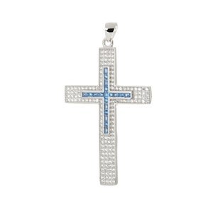 Stříbrný přívěšek kříž se zirkony STRZ0902F