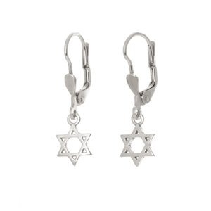 Stříbrné visací naušnice židovská hvězda STNAU1322F