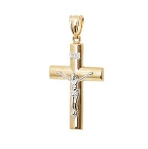 Přívěšek ze žlutého zlata kříž s Ježíšem ZZ0920F + dárek zdarma