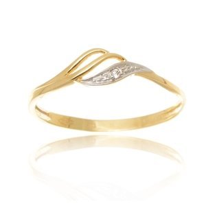 Dámský prsten ze žlutého zlata se zirkony PR0462F + DÁREK ZDARMA