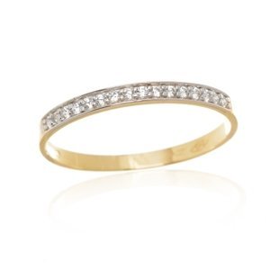 Dámský prsten ze žlutého zlata se zirkony PR0563F + DÁREK ZDARMA