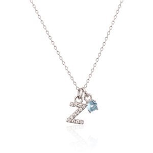 Stříbrný náhrdelník s modrým kamínkem a písmenem Z SVLN0324XH2BI0Z