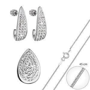 Sada stříbrných šperků náušnice a náhrdelník slza bílá AG SADA 9