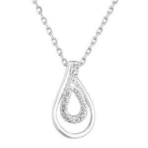 Stříbrný náhrdelník se zirkony slza bílý 882002.1