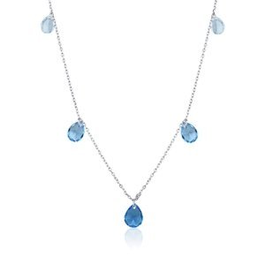 Dámský stříbrný náhrdelník s modrými zirkony STNAH123F