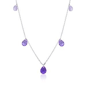 Dámský stříbrný náhrdelník s fialovými zirkony STNAH124F