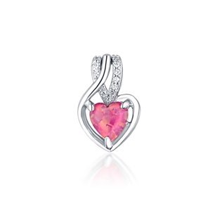 Stříbrný přívěšek srdce s růžovým opálem STRZ0955F