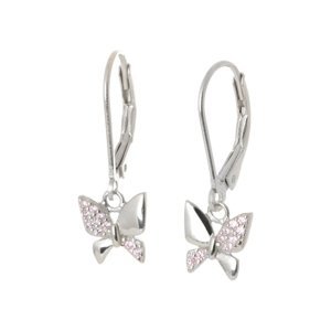 Stříbrné naušnice motýl s růžovými zirkony STNAU1450F