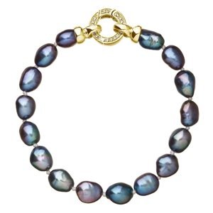 Perlový náramek z pravých říčních perel modrý 23011.3 peacock Au plating