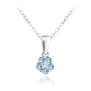 Stříbrný dětský náhrdelník modrá kytička JMAD0037AN38