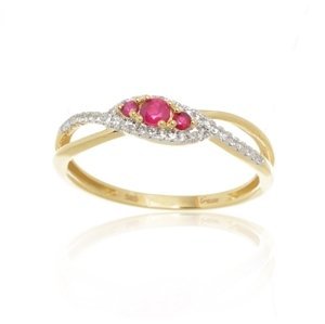 Zlatý prsten s rubíny a diamanty L'amour Diamonds CR7082RBY + dárek zdarma