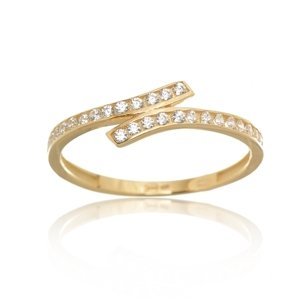 Dámský prsten ze žlutého zlata se zirkony PR0597F + DÁREK ZDARMA